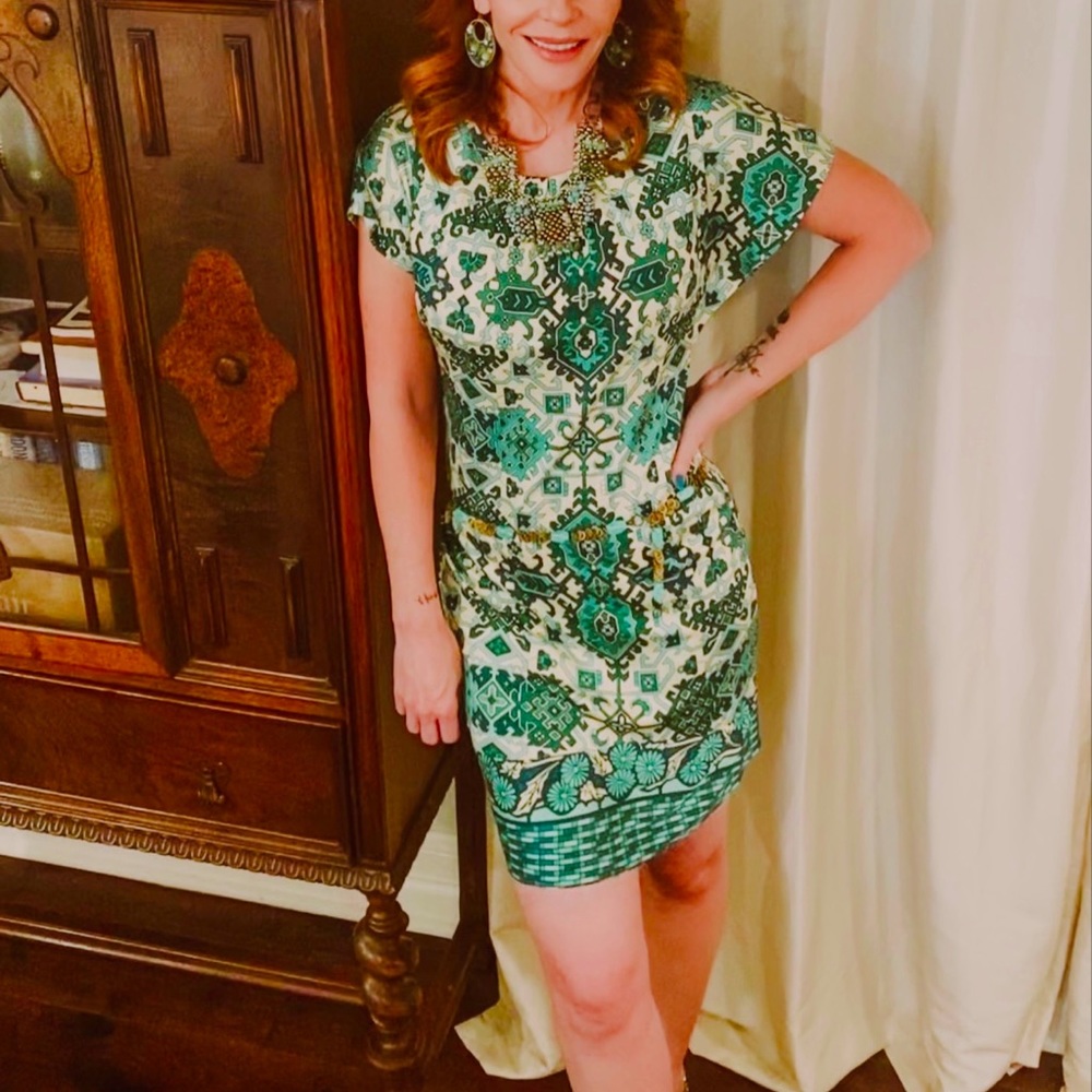 Silk Hale Bob geometric print minidress size M